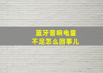 蓝牙音响电量不足怎么回事儿