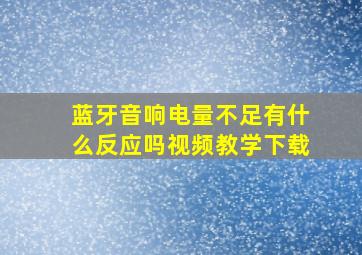 蓝牙音响电量不足有什么反应吗视频教学下载