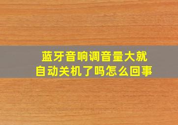 蓝牙音响调音量大就自动关机了吗怎么回事