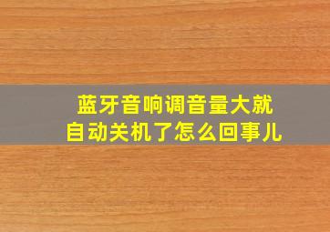 蓝牙音响调音量大就自动关机了怎么回事儿