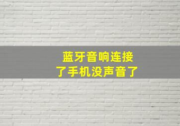 蓝牙音响连接了手机没声音了