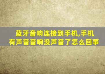 蓝牙音响连接到手机,手机有声音音响没声音了怎么回事