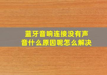 蓝牙音响连接没有声音什么原因呢怎么解决