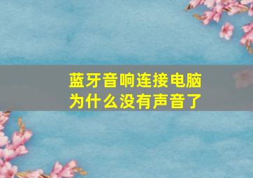 蓝牙音响连接电脑为什么没有声音了