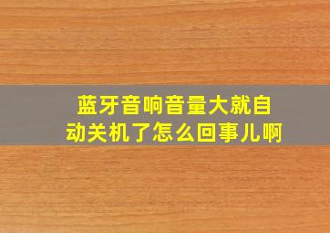 蓝牙音响音量大就自动关机了怎么回事儿啊