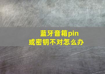 蓝牙音箱pin或密钥不对怎么办