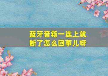 蓝牙音箱一连上就断了怎么回事儿呀