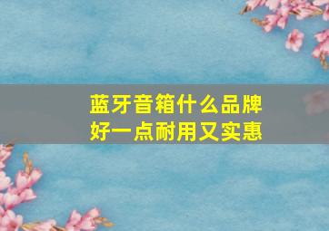 蓝牙音箱什么品牌好一点耐用又实惠