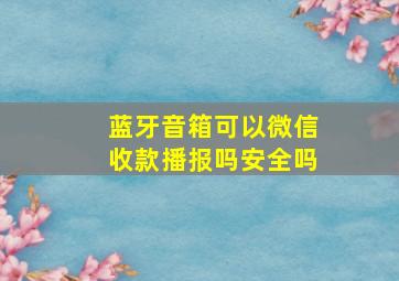 蓝牙音箱可以微信收款播报吗安全吗