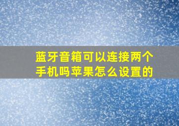 蓝牙音箱可以连接两个手机吗苹果怎么设置的