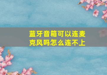 蓝牙音箱可以连麦克风吗怎么连不上