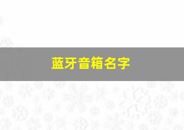 蓝牙音箱名字