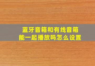 蓝牙音箱和有线音箱能一起播放吗怎么设置