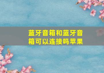 蓝牙音箱和蓝牙音箱可以连接吗苹果