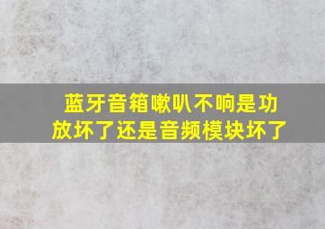 蓝牙音箱嗽叭不响是功放坏了还是音频模块坏了