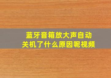 蓝牙音箱放大声自动关机了什么原因呢视频