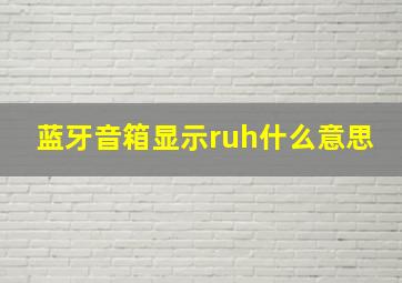 蓝牙音箱显示ruh什么意思