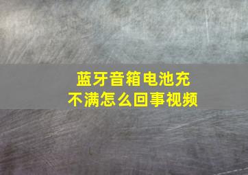 蓝牙音箱电池充不满怎么回事视频