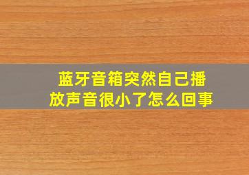 蓝牙音箱突然自己播放声音很小了怎么回事