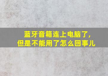 蓝牙音箱连上电脑了,但是不能用了怎么回事儿