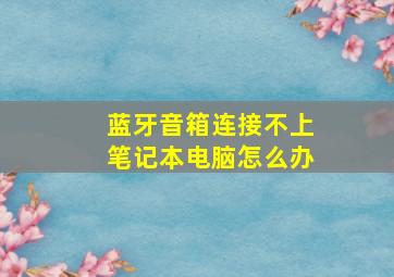 蓝牙音箱连接不上笔记本电脑怎么办