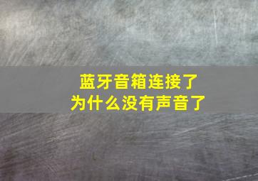 蓝牙音箱连接了为什么没有声音了