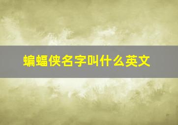 蝙蝠侠名字叫什么英文