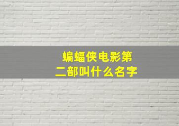 蝙蝠侠电影第二部叫什么名字