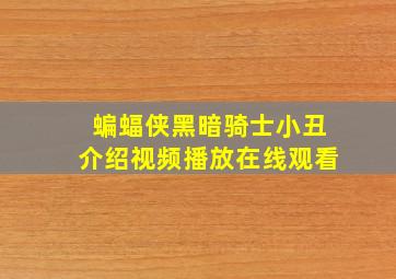 蝙蝠侠黑暗骑士小丑介绍视频播放在线观看