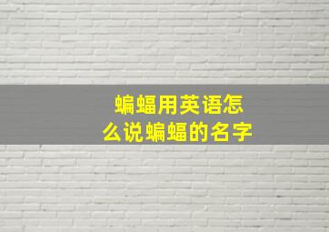 蝙蝠用英语怎么说蝙蝠的名字