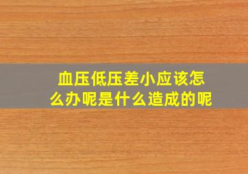 血压低压差小应该怎么办呢是什么造成的呢