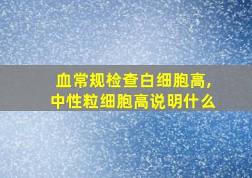 血常规检查白细胞高,中性粒细胞高说明什么