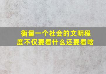 衡量一个社会的文明程度不仅要看什么还要看啥