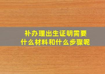 补办理出生证明需要什么材料和什么步骤呢