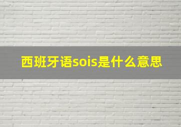 西班牙语sois是什么意思