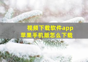 视频下载软件app苹果手机版怎么下载