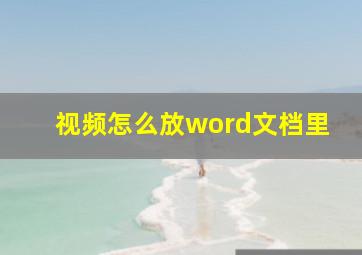 视频怎么放word文档里