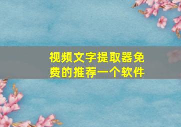 视频文字提取器免费的推荐一个软件