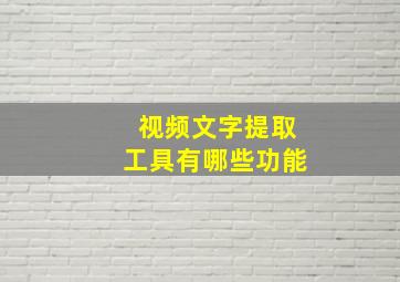 视频文字提取工具有哪些功能