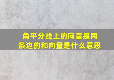 角平分线上的向量是两条边的和向量是什么意思