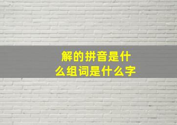 解的拼音是什么组词是什么字