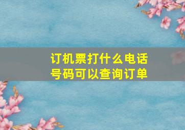 订机票打什么电话号码可以查询订单