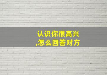 认识你很高兴,怎么回答对方