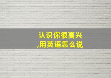 认识你很高兴,用英语怎么说