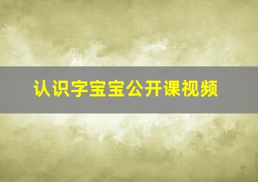 认识字宝宝公开课视频