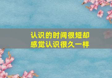 认识的时间很短却感觉认识很久一样