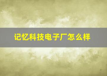 记忆科技电子厂怎么样