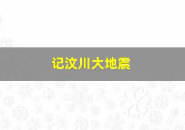 记汶川大地震