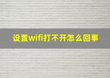 设置wifi打不开怎么回事