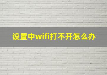 设置中wifi打不开怎么办